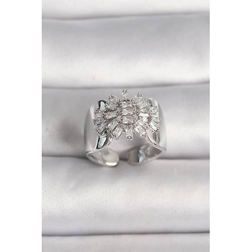 Pirin� G�m�� Renk Ayarlanabilir Baget Zirkon Ta� Model Kad�n Y�z�k