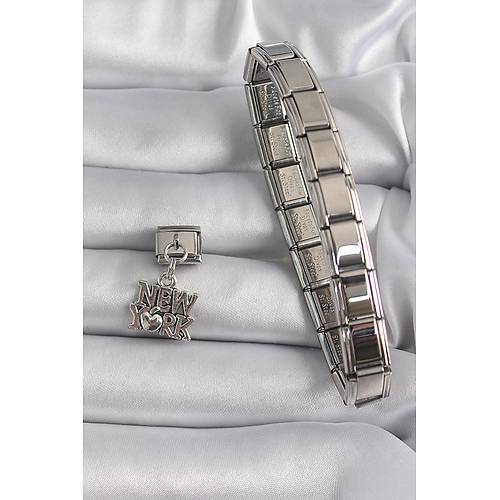 316L �elik G�m�� Renk Sallant� New York Yaz� Model Nomination Charm