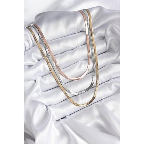 316L �elik Mix Renk �talyan Zincir Model Kad�n Kolye