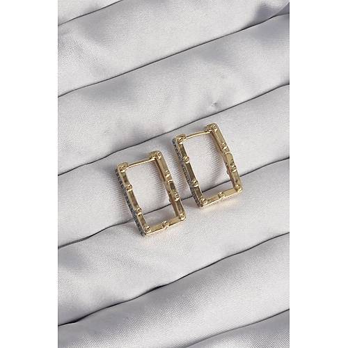 Pirin� Gold Renk Zirkon Ta�l� Dikd�rtgen Model Seranay K�pe