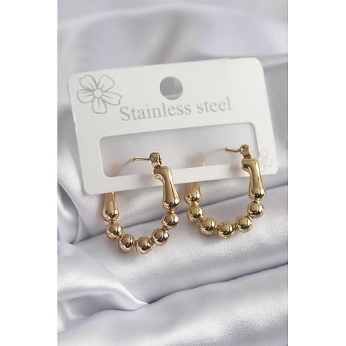 316L �elik Gold Renk Top�uk Halka Model Kad�n K�pe