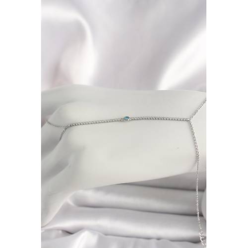 Pirin� G�m�� Renk Su Yolu Zirkon Ta�l� Mavi Ta� Detayl� Kad�n �ahmeran