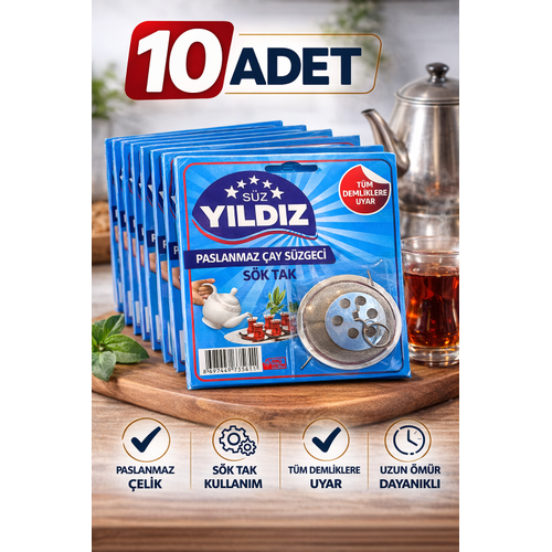 10 Adet Paslanmaz �elik �aydanl�k Demlik S�zgeci S�k Tak �ay S�zgeci T�m Demliklere Uyumlu �aydanl�k Filtresi