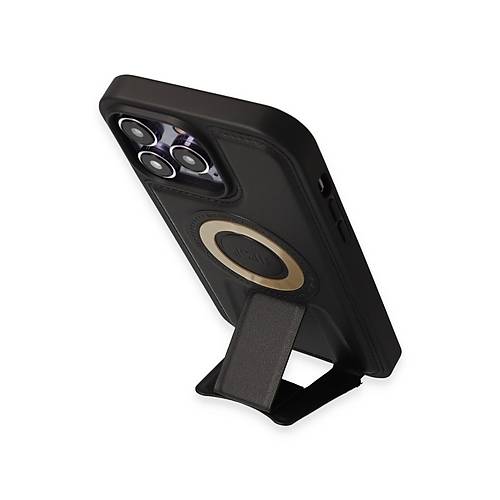 iPhone 14 Pro K�l�f Merk�r Magneticsafe Standl� Kapak - Siyah