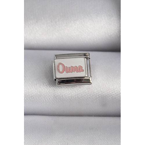 316L �elik G�m�� Renk Beyaz Pembe Ouma ��lemeli Nomination Charm