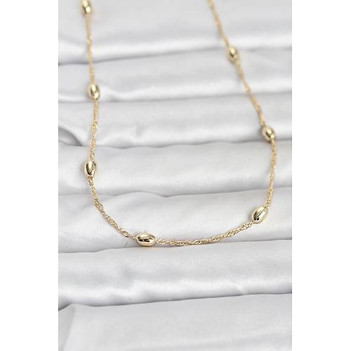 CM 14K Gold Renk Top�uklu Burgu Zincir Model 60 cm Kad�n Kolye