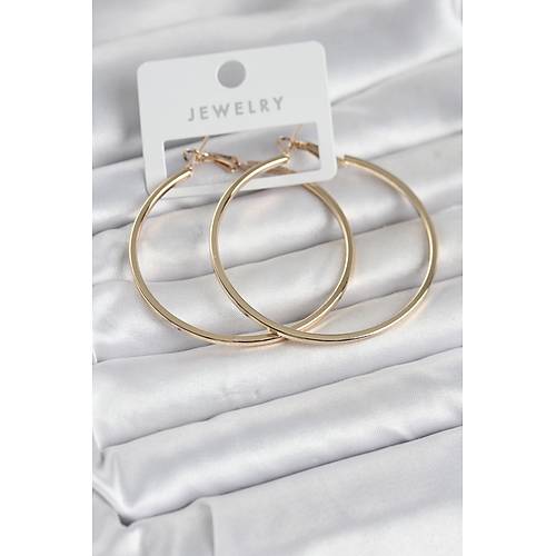 Gold Renk Pirin� K��eli Kenar Halka 54 mm Kad�n K�pe