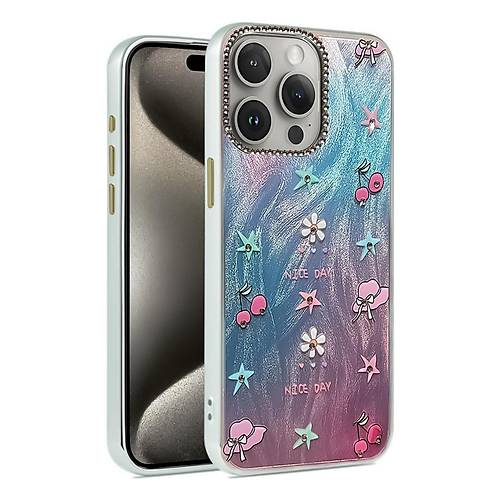 iPhone 15 Pro K�l�f Blade Aynal� Desenli Kapak - Desen 4