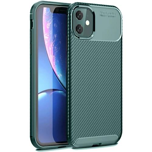 iPhone 11 K�l�f Auto Focus Karbon Kapak - Koyu Ye�il