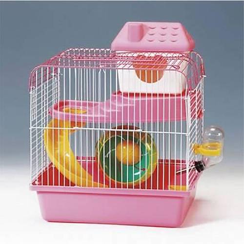 Hamster Kafesi Pembe Beyaz 23x17x25 Cm