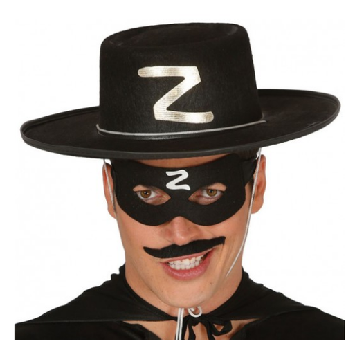 Z Logolu Yeti�kin Zorro �apkas� ve Zorro Maskesi