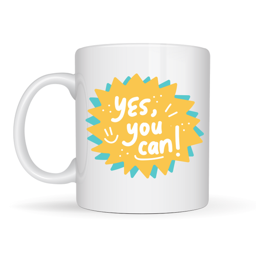 Yes You Can Motivasyon Kupas� MODEL 131 , Pozitif Mesajl� Porselen Kupa , �lham Veren Tasar�m , Ofis & Hediye Kupas�