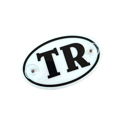 TR Plaka Oval Vantuzlu Pleksi Cam S�s� Beyaz 13x8cm