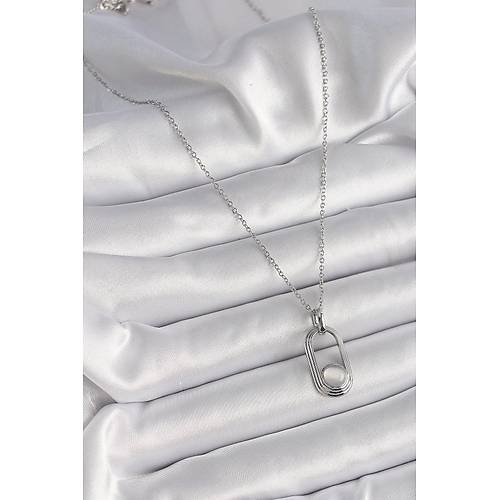 316L �elik G�m�� Renk Zincir Beyaz Kedi G�z Model Kad�n Kolye