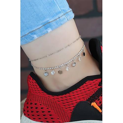 Zirkon Ta�l� Silver Renk Kaplama Kalpli Hal Hal