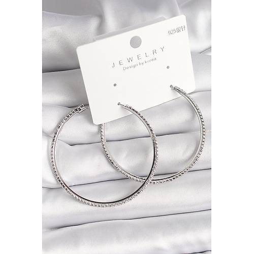 Pirin� G�m�� Renk Zirkon Ta�l� Halka Model Kad�n K�pe