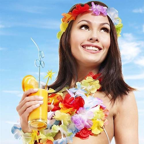 Rengarenk Hawaii Kolye Ta� Bileklik Seti 4 Par�a