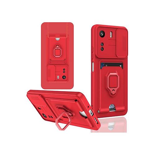 Redmi 13C K�l�f Zuma Kartvizitli Y�z�kl� Silikon - K�rm�z�