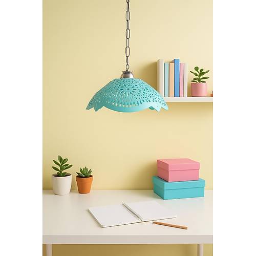 Turkuaz Akrilik Avize Soft Modern Ayd�nlatma 35x35x12 cm