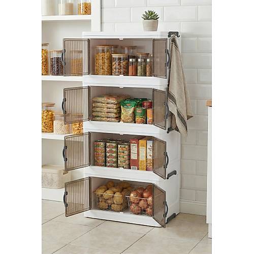 Beyaz D�rt Katl� Portatif Dolap & �ok Ama�l� Mutfak Ve Kiler D�zenleyici 29x48x112 cm