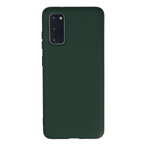 Galaxy S20 K�l�f Nano i�i Kadife Silikon - Koyu Ye�il