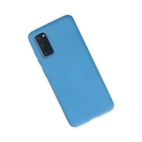 Galaxy S20 K�l�f Nano i�i Kadife Silikon - Mavi