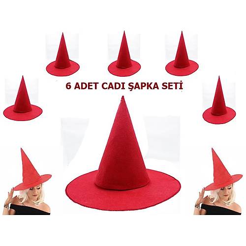 K�rm�z� Renk Ke�e Cad� �apkas� Yeti�kin �ocuk Uyumlu 6 Adet