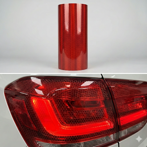 Petek Desenli 3D Colormatik Far Filmi Stop Folyosu 1mx30cm K�rm�z�