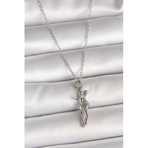 316L �elik G�m�� Renk Zincir Sar�lma Model Kad�n Kolye