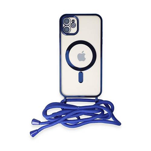 iPhone 11 K�l�f Divo Lazer Ask�l� Magsafe Kapak - Mavi