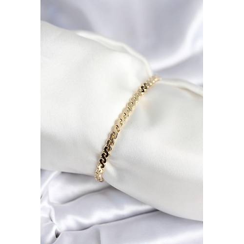 Pirin� Gold Renk Yass� Zincir Model Kad�n Bileklik