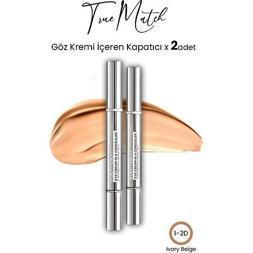 Kapatici & True Match G�z Kremi ��eren 2S� 1 Arada No: 1-2D Ivory Beige