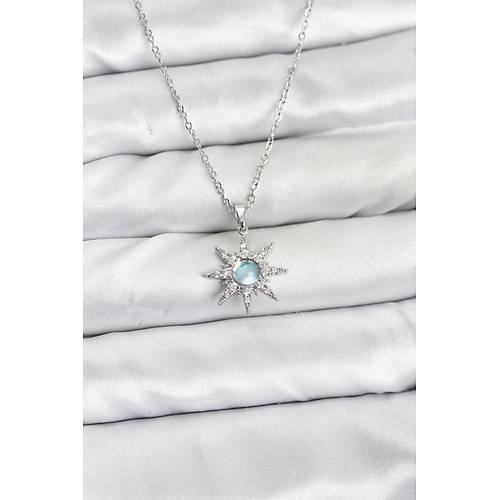 316L �elik Zincir G�m�� Renk Kutup Y�ld�z� Model Zirkon Ta�l� Kad�n Kolye