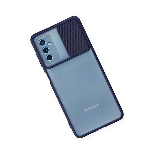 Galaxy M52 5G K�l�f Palm Buzlu Kamera S�rg�l� Silikon - Lacivert
