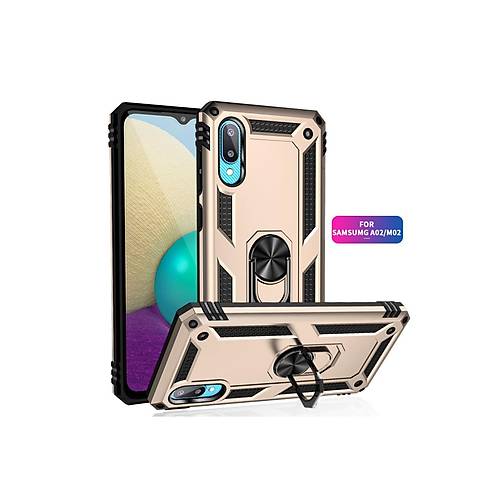 Galaxy A02 K�l�f Sofya Y�z�kl� Silikon Kapak - Gold