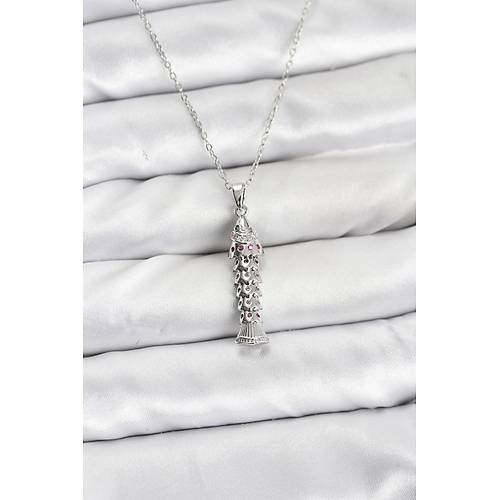 316L �elik Zincir G�m�� Renk Bal�k Model Zirkon Ta�l� Kad�n Kolye