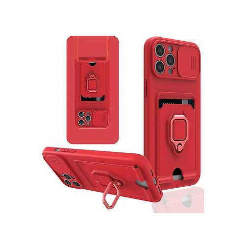 iPhone 12 Pro K�l�f Zuma Kartvizitli Y�z�kl� Silikon - K�rm�z�