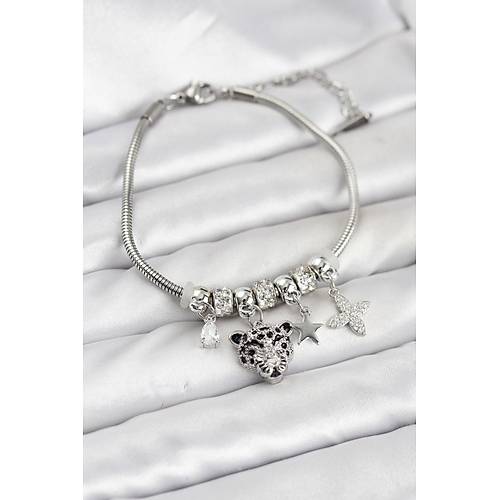 Pirin� G�m�� Renk Kaplan Model Charml� Kad�n Bileklik