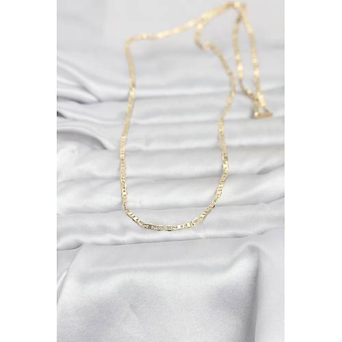 CM 14K Gold Renk Lazerli Yass� Model Zincirli 60 cm Kad�n Kolye