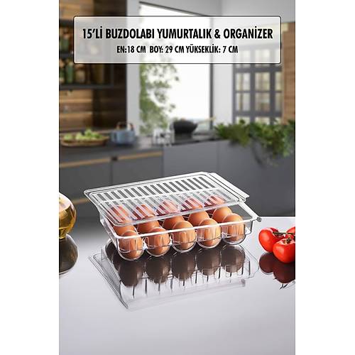 15 Li Buzdolab� Kapakl� Yumurtal�k & Buzdolab� Organizeri