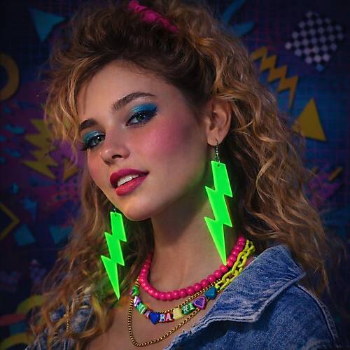 80�ler 90'lar Retro Neon Ye�il �im�ek K�pe 10 cm