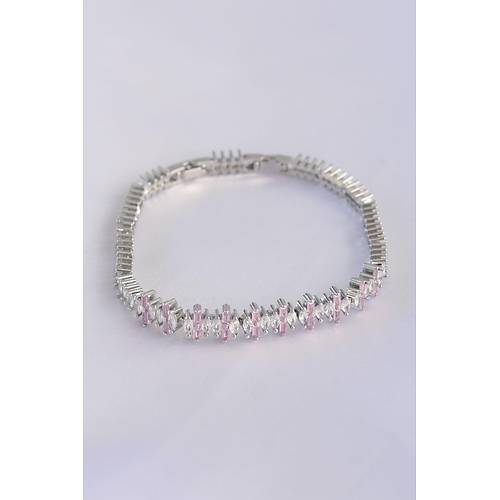 Vip Seri Pirin� Pembe Zirkon Ta�l� G�m�� Renk Baget Model Bileklik