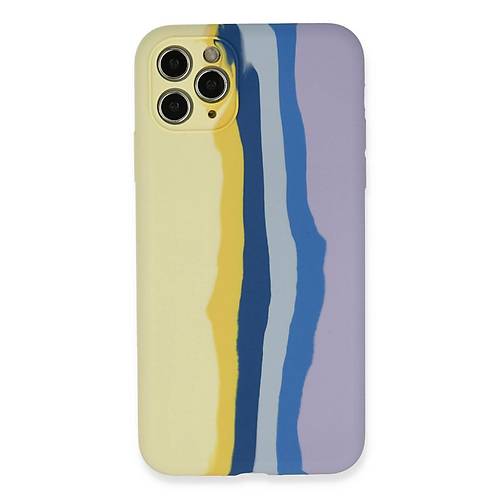 iPhone 11 Pro K�l�f Ebruli Lansman Silikon - Sar�-Lila