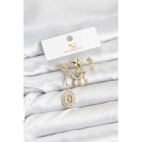Pirin� Gold Renk G�z ve Kutup Y�ld�z� Model YSX Trio K�pe Seti