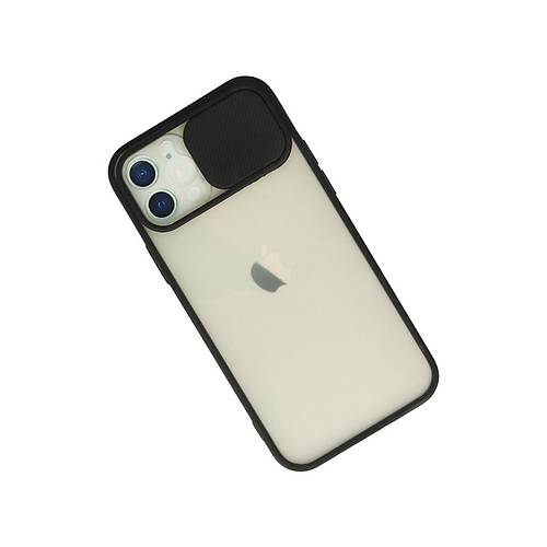 iPhone 12 K�l�f Palm Buzlu Kamera S�rg�l� Silikon - Siyah