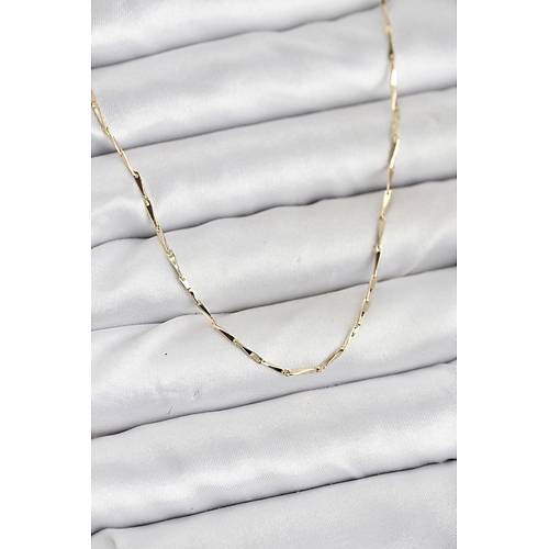 CM 14K Gold Renk �nce Kesim �ubuk Model Zincir Kad�n Kolye