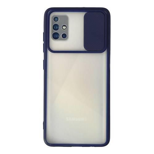 Galaxy A71 K�l�f Palm Buzlu Kamera S�rg�l� Silikon - Lacivert