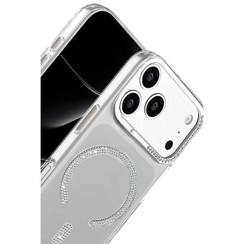 iPhone 17 Pro Tash Diamond Magsafe Kapak - Beyaz