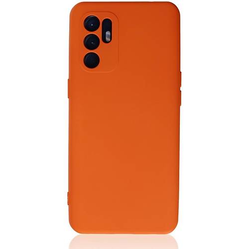 Reno 6 K�l�f Nano i�i Kadife Silikon - Turuncu