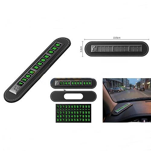 L�ks Deri Tasar�m Ara� ��i Telefon Numarat�r� Ye�il Fosforlu 13.5x3.2 cm Siyah